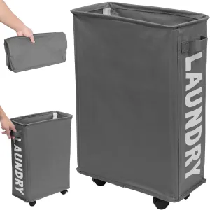 23inch Slim Laundry Basket 44L Rolling Laundry Hamper on Wheels Collapsible Clothes Hamper with Handle Freestanding Laundry Bin Narrow Laundry Bag Yoga Mat Storage Racks for Clothes Toys Yo