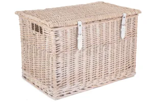 24" White Wash Chest Hamper