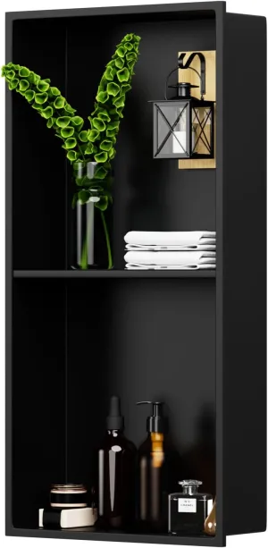 24" X 12" X 4" Shower Niche Insert Tile Ready, Bathroom Wall Niche, Recessed Shower Shelf for Bathroom Storage, Matte Black