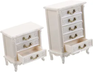 2pcs Miniature Doll House Furniture Sturdy Wooden Cabinets for Mini Home Decoration Practical Tiny Storage for Crafts and Mini Landscape