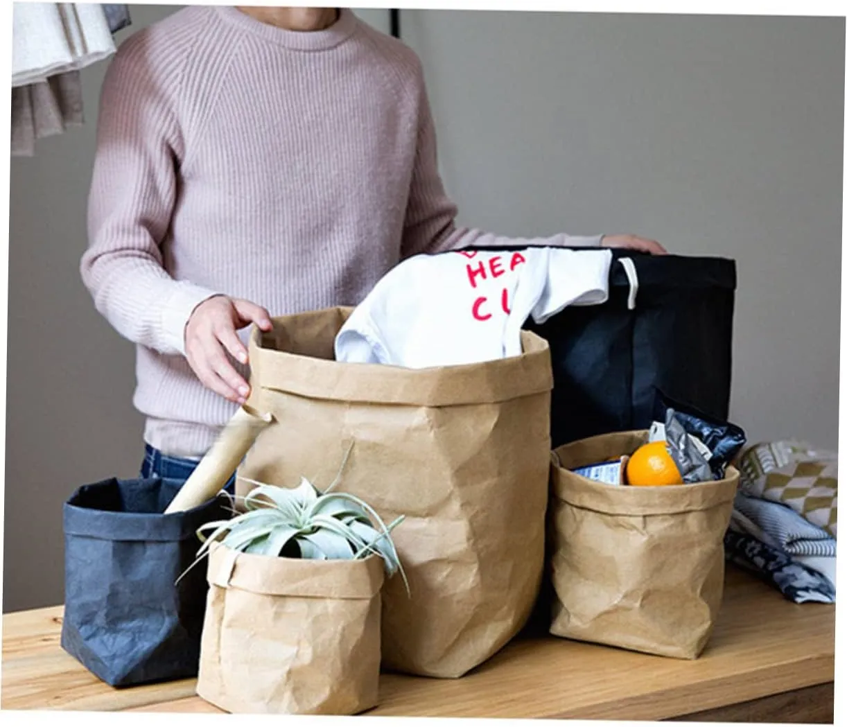 2pcs Pot Cover Mini Woven Tote Bag Canvas Bag Large Canvas Blank Tote Bag Foldable Shopping Bag Duffle Bag Extra Large Tote Bag Felt Planter Bags Mesh Beach Bag Black