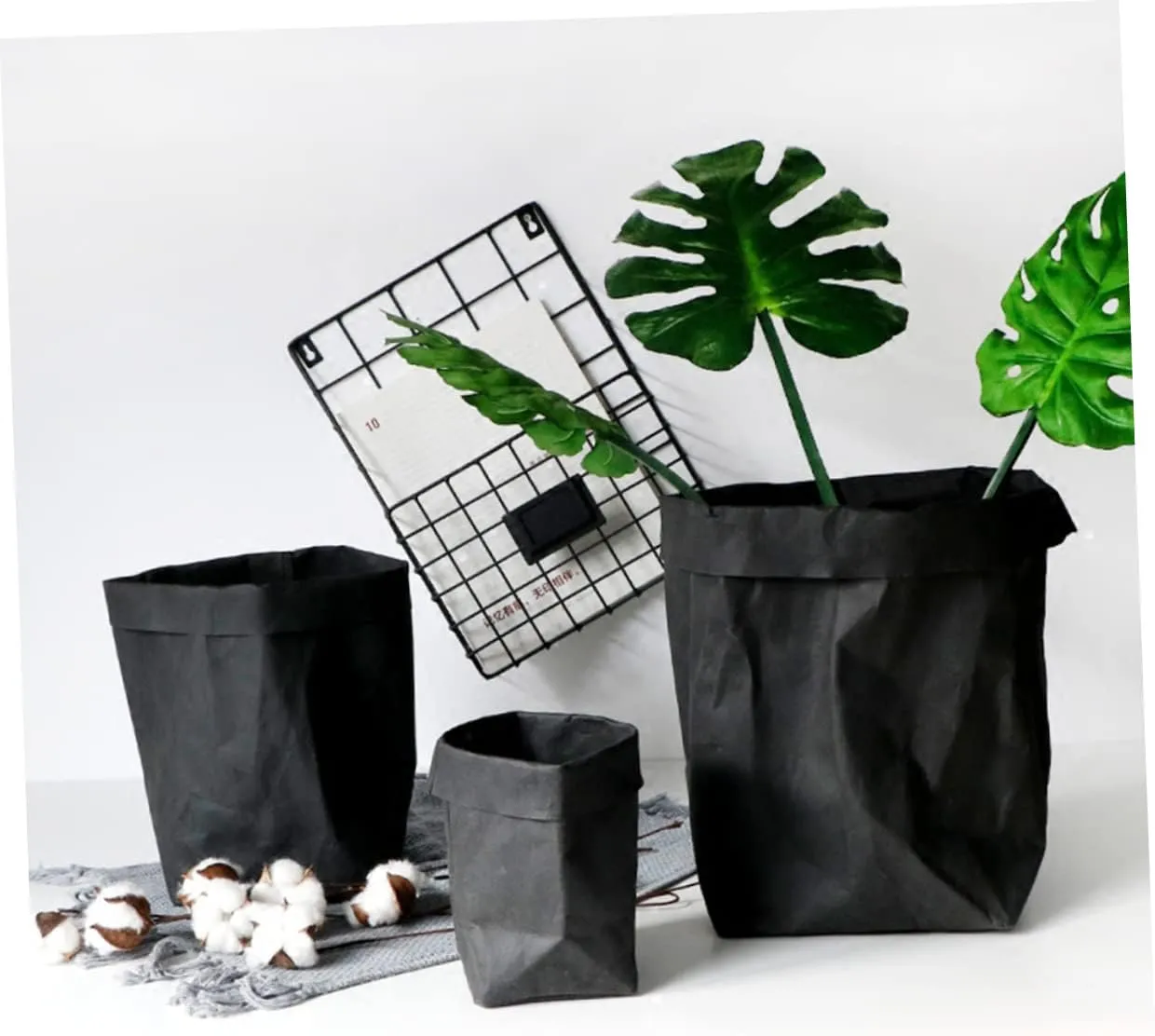 2pcs Pot Cover Mini Woven Tote Bag Canvas Bag Large Canvas Blank Tote Bag Foldable Shopping Bag Duffle Bag Extra Large Tote Bag Felt Planter Bags Mesh Beach Bag Black
