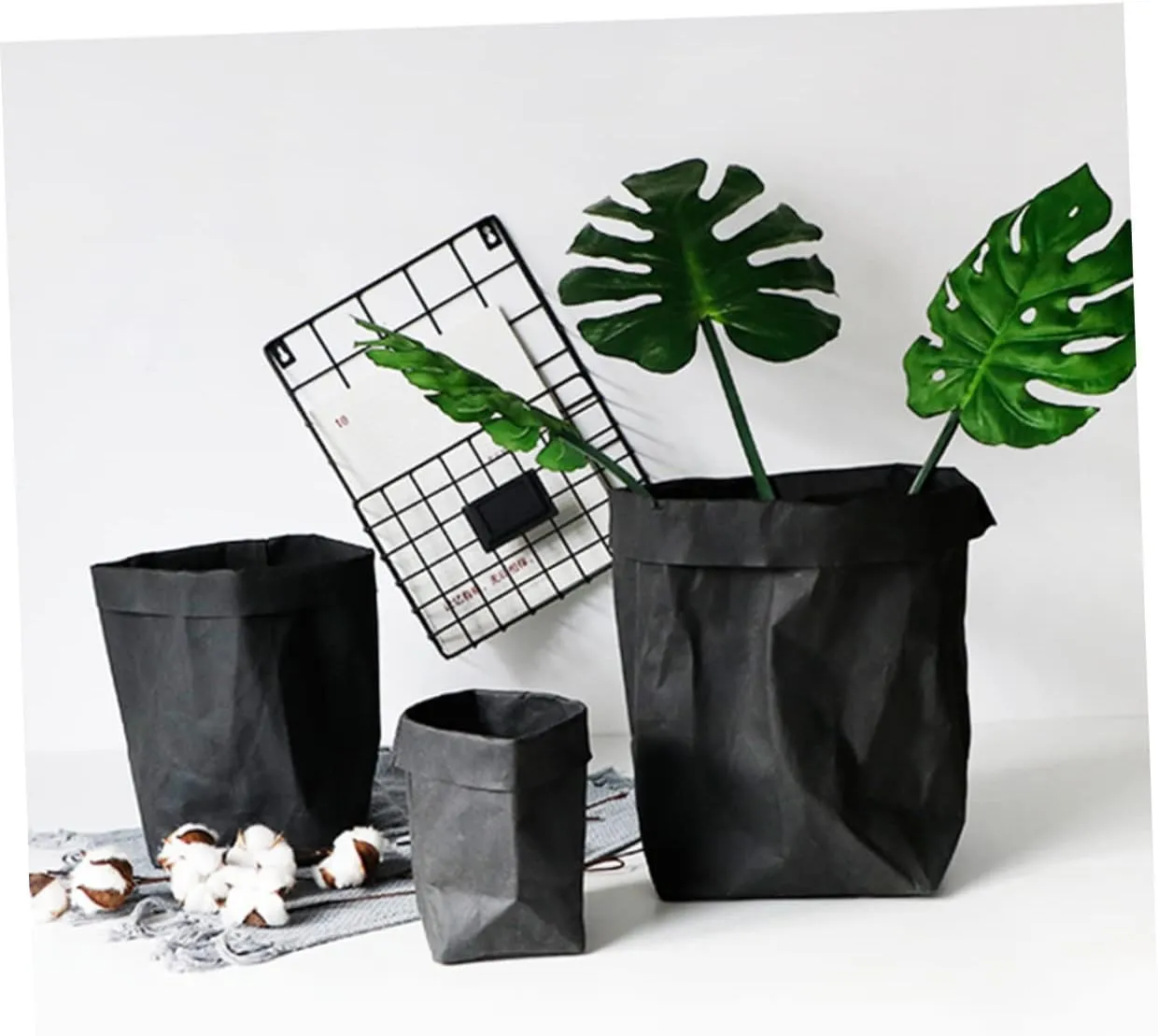 2pcs Pot Cover Mini Woven Tote Bag Canvas Bag Large Canvas Blank Tote Bag Foldable Shopping Bag Duffle Bag Extra Large Tote Bag Felt Planter Bags Mesh Beach Bag Black