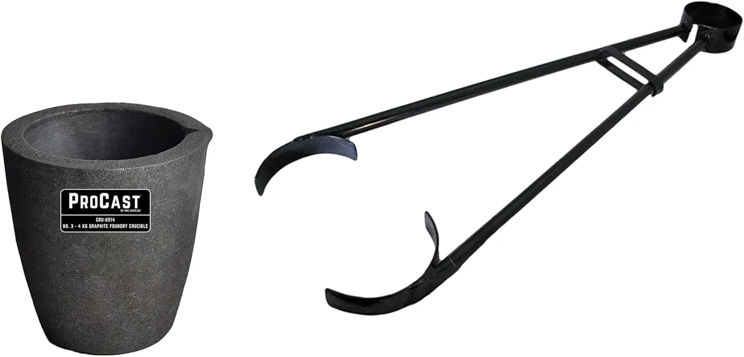#3-4 Kg Clay Graphite Foundry Crucible Kit w/ 26" Foundry Crucible Flask Tongs Gold Silver Metal Refining Casting Tool