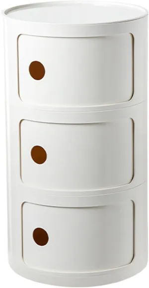 3 Drawers Round Nightstand with Storage, White Side Table Plastic Round Nightstand 3 Tier Small Drawers for Bathroom, Bedroom