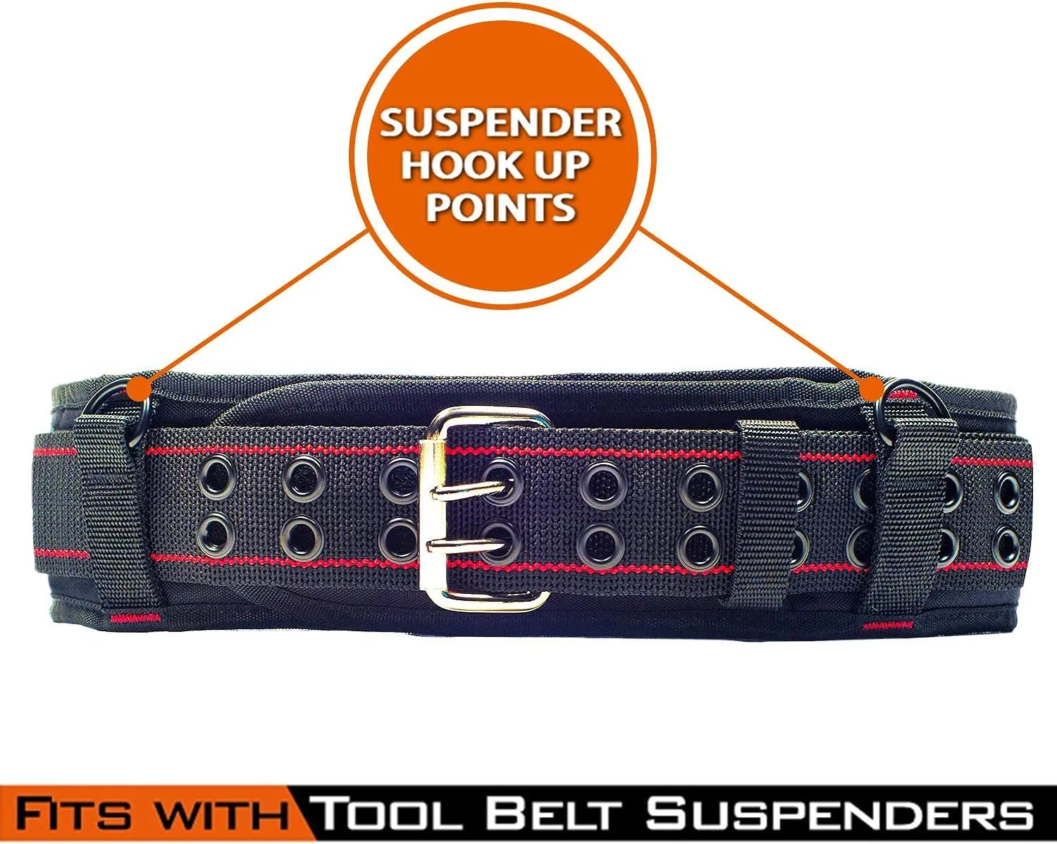 3 inch Padded Tool Belt Work Tool Belt for Heavy Duty Work (Red)