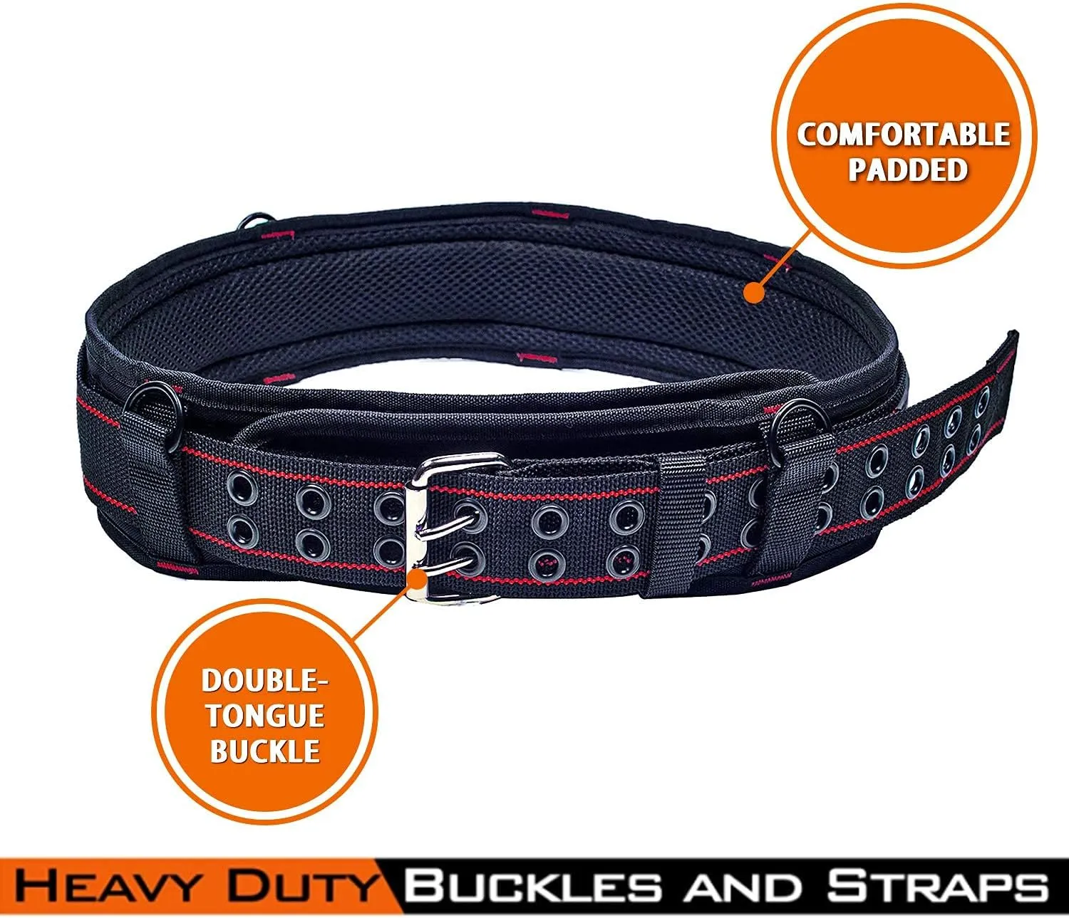 3 inch Padded Tool Belt Work Tool Belt for Heavy Duty Work (Red)