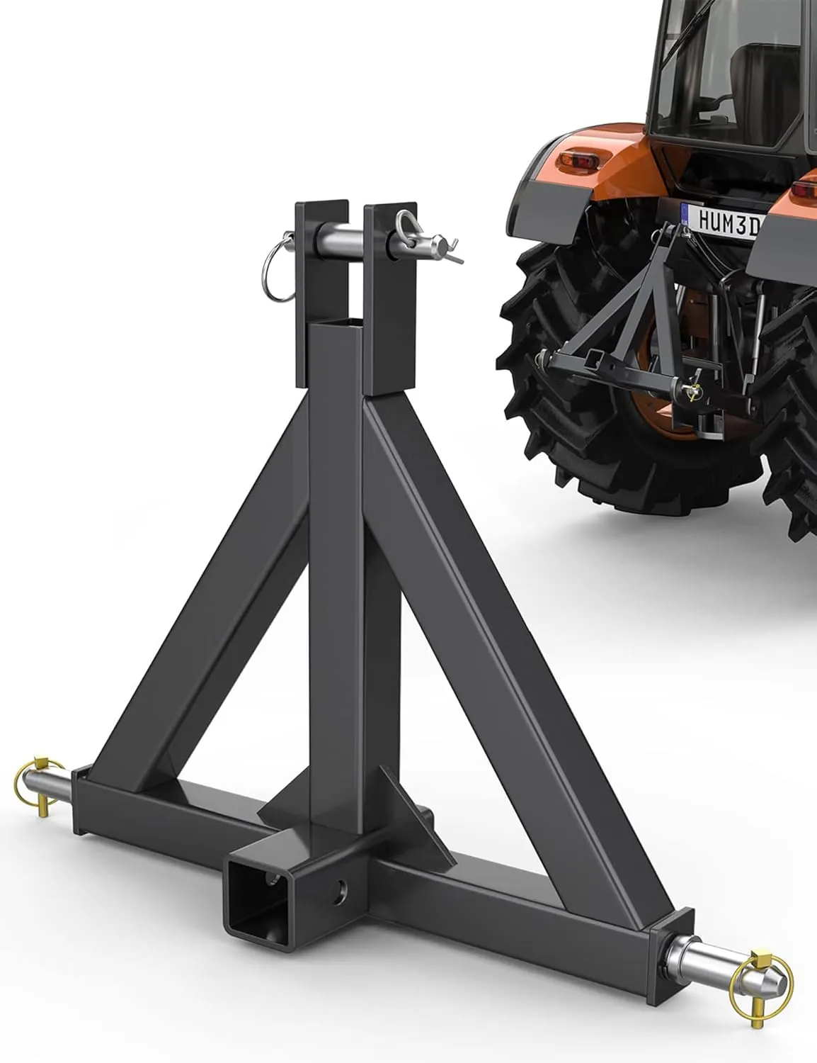 3 Point 2" Trailer Hitch Receiver Heavy Duty 3pt Tractor Mover Drawbar Hitch Category 1 Compatible with BX, Kubota, John Deere, NorTrac, Kioti, Yanmar Black