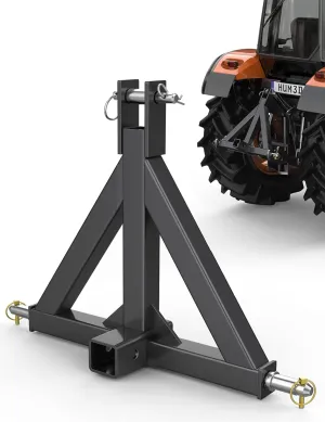 3 Point 2" Trailer Hitch Receiver Heavy Duty 3pt Tractor Mover Drawbar Hitch Category 1 Compatible with BX, Kubota, John Deere, NorTrac, Kioti, Yanmar Black