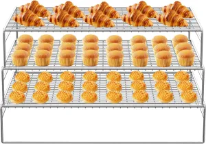 3-Tier Stackable Cooling Racks for Cooking and Baking Stainless Steel Wire Cooling rack Oven & Dishwasher Safe (15 * 10 * 3 inch LYW03)