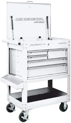 30 in. 5 Drawer Mechanic's Tool Cart Cabinet - White