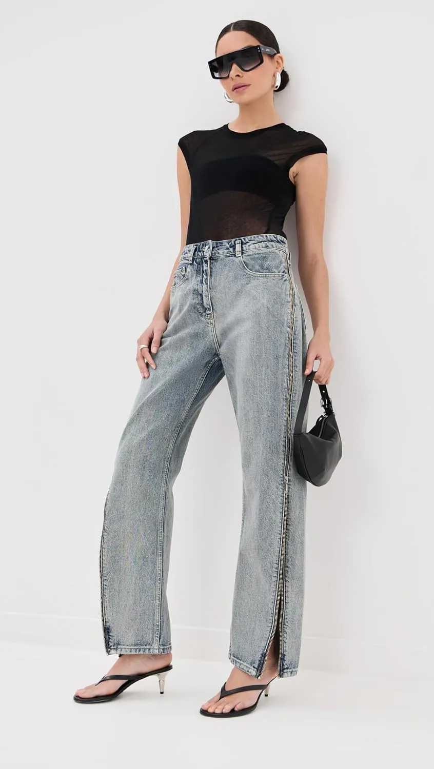 3.1 Phillip Lim Women's Denim Curve Pants with Zippers