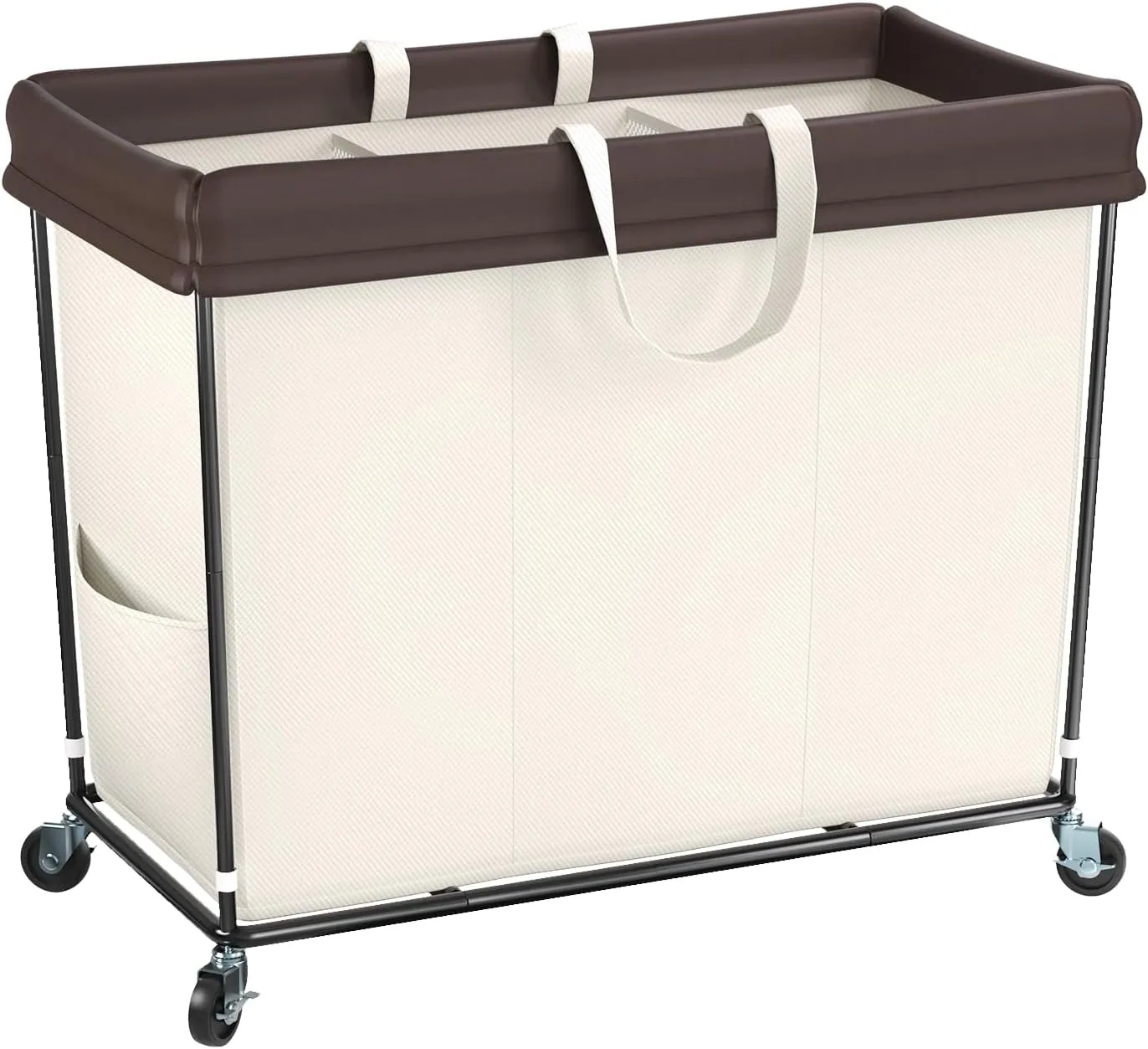 320L Laundry Hamper with Wheels, 3 Section Large Rolling Laundry Basket Bag with Wheels, Clothes Hamper Cart for Laundry, Bedroom, Bathroom and Dorm