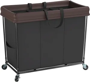 320L Laundry Hamper with Wheels, 3 Section Large Rolling Laundry Basket Bag with Wheels, Clothes Hamper Cart for Laundry, Bedroom, Bathroom and Dorm