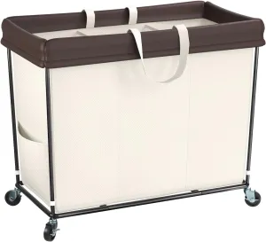 320L Laundry Hamper with Wheels, 3 Section Large Rolling Laundry Basket Bag with Wheels, Clothes Hamper Cart for Laundry, Bedroom, Bathroom and Dorm