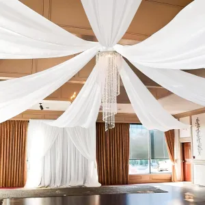 4 Panels White Ceiling Drapes for Weddings Cheesecloth Sheer Fabric for Draping, Ceiling Drapes for Weddings Chandelier Hanging Decorations Stage Arch Draping Event Drapery Tent Draping (5ftx20ft)