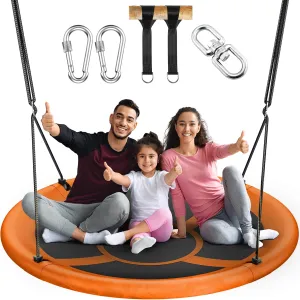 43" Saucer Tree Swing for Kids Adult, 700lbs Weight Capacity, Waterproof Flying Saucer Swing with Adjustable Hanging Straps, Swing Seats for Backyard Outdoor Indoor Playground, Orange