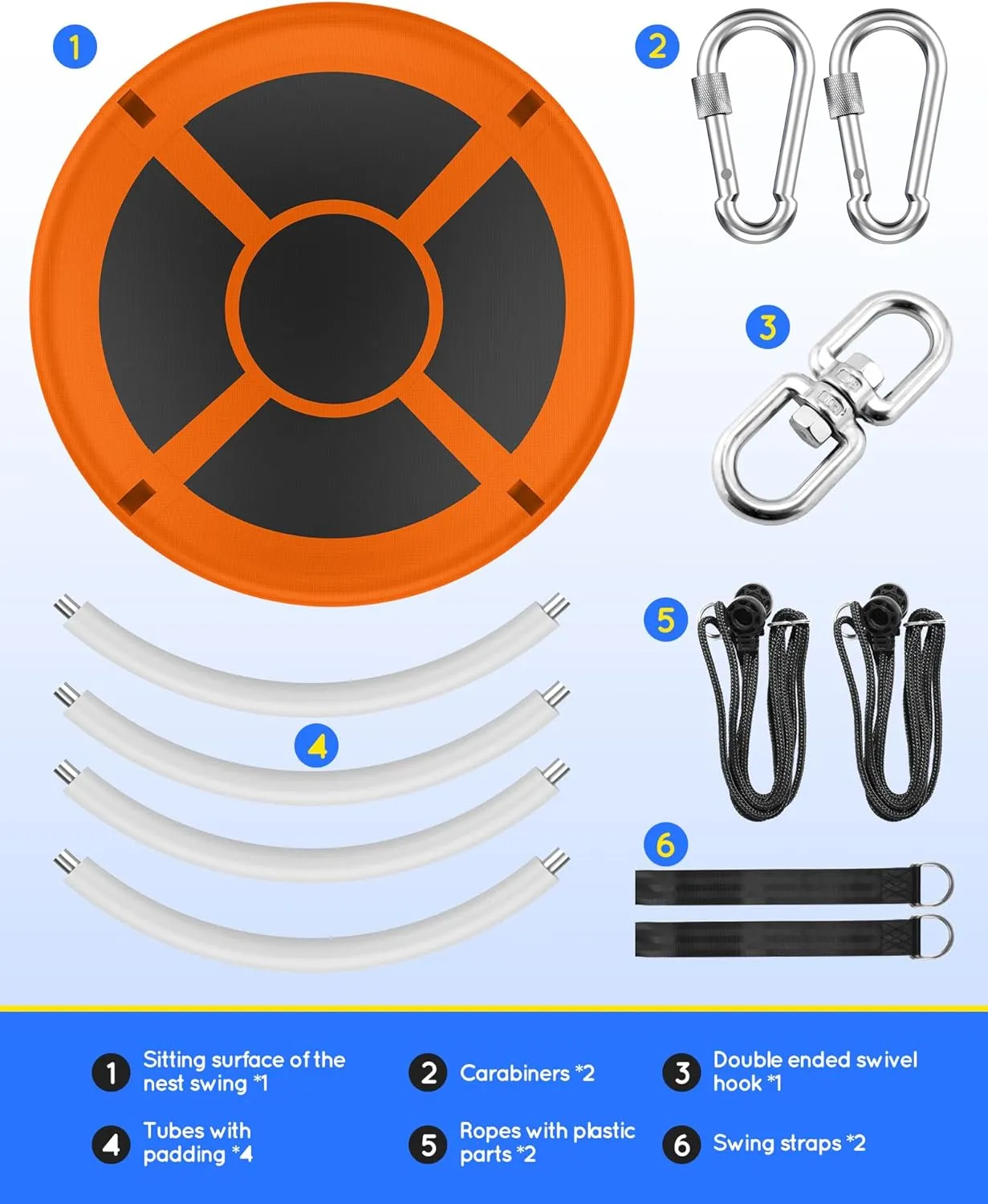43" Saucer Tree Swing for Kids Adult, 700lbs Weight Capacity, Waterproof Flying Saucer Swing with Adjustable Hanging Straps, Swing Seats for Backyard Outdoor Indoor Playground, Orange