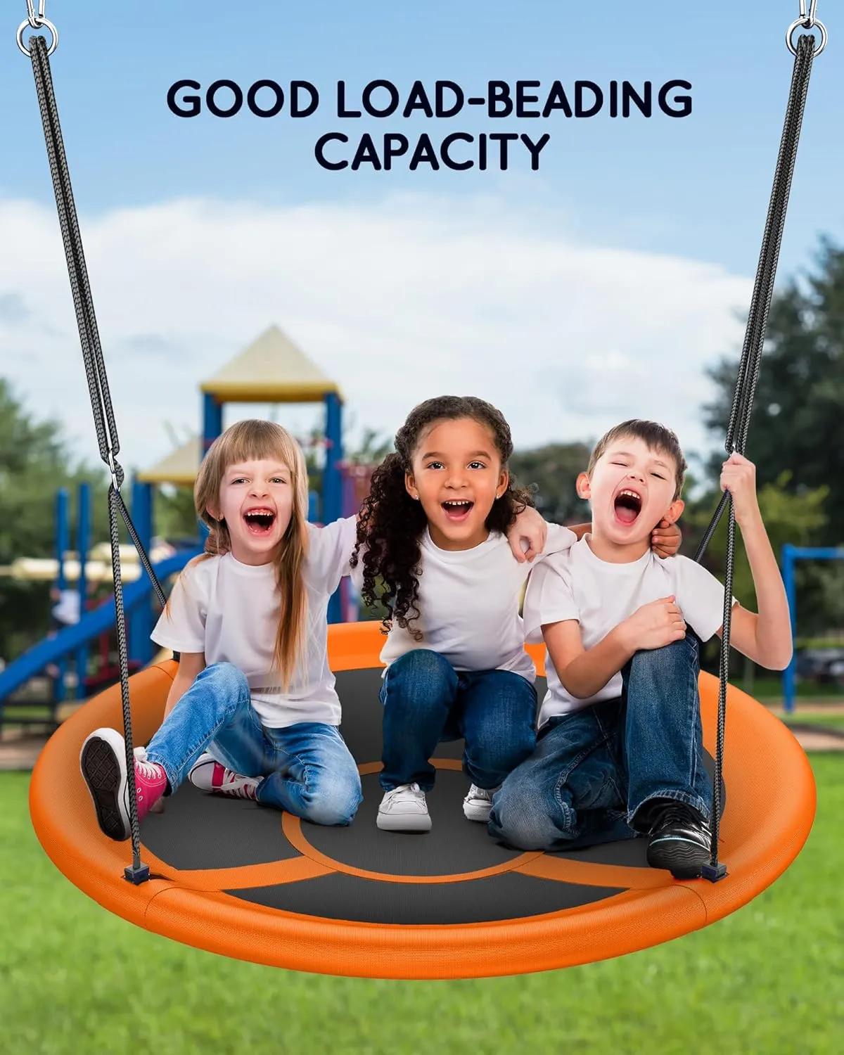 43" Saucer Tree Swing for Kids Adult, 700lbs Weight Capacity, Waterproof Flying Saucer Swing with Adjustable Hanging Straps, Swing Seats for Backyard Outdoor Indoor Playground, Orange