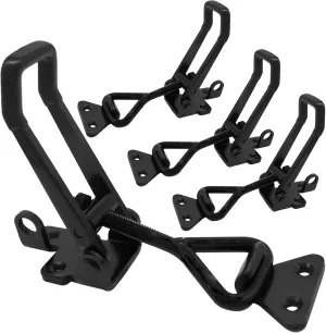 4Pack Heavy Duty Toggle Latch Clamp, 1320lbs 4003 Latch-Style Toggle Clamp with Lock Hook, Pull Action Latch with Catch Plate, Metal Quick Release Draw Latch for Trunk Jig Smoker Door Tool Boxes