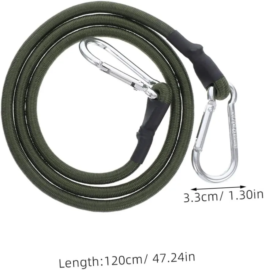 4pcs Luggage Binding Rope Camping Rope Cord Elastic Binding Rope Climbing Cord Outdoor Tent Rope Camping Handing Rope Hiking Bag Rope Outdoor Bungee Cord Olive Green Aluminum Alloy
