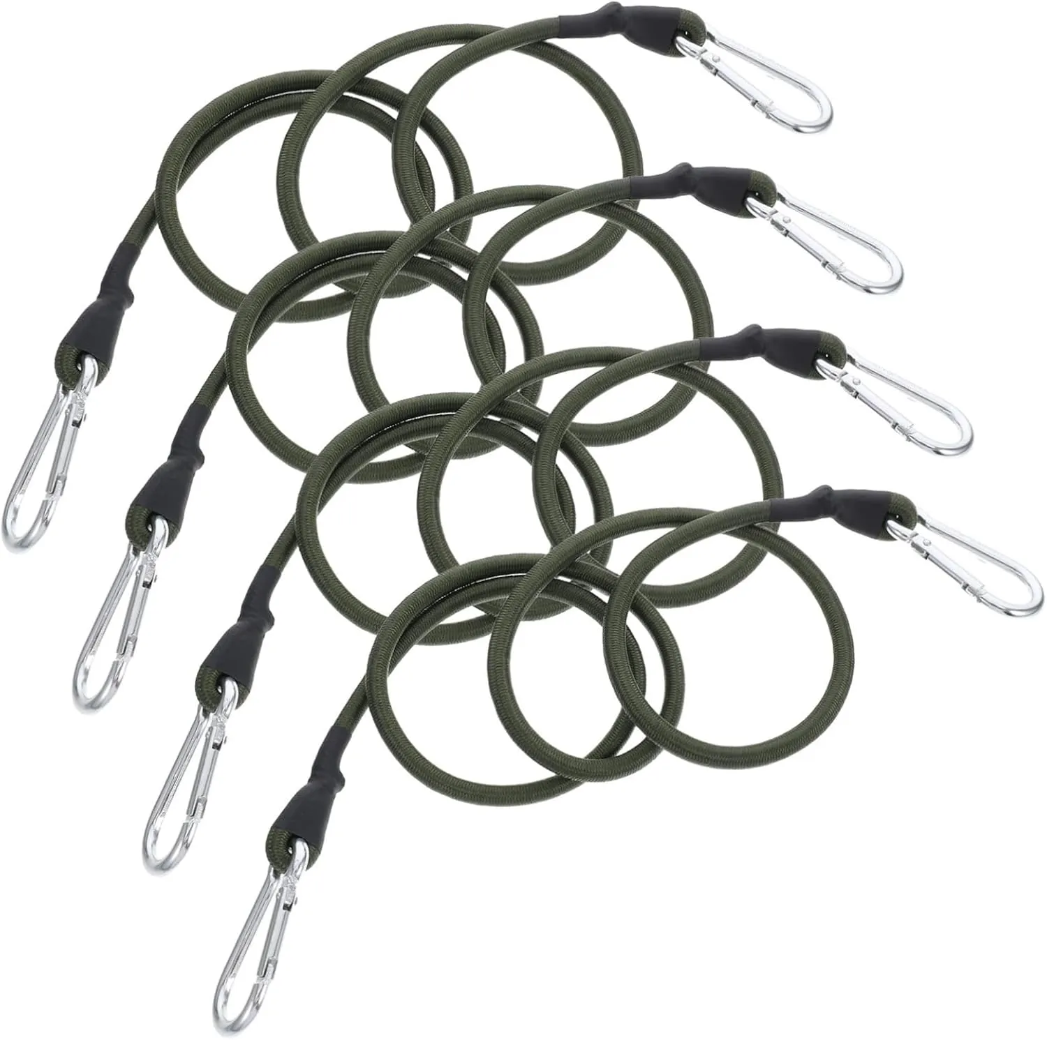 4pcs Luggage Binding Rope Camping Rope Cord Elastic Binding Rope Climbing Cord Outdoor Tent Rope Camping Handing Rope Hiking Bag Rope Outdoor Bungee Cord Olive Green Aluminum Alloy