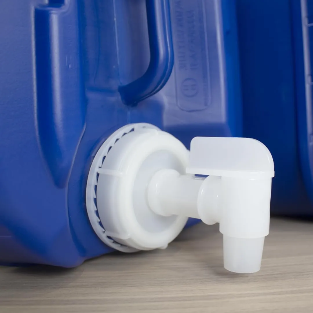 5-Gallon Stackable Water Storage Containers, 5 Gallons Each w/Lids   Spigot, Easy Fill, Survial Supply Emergency Water Storage for Camping and Disaster Preparedness, RV, 10 Gallon (2 Tanks)