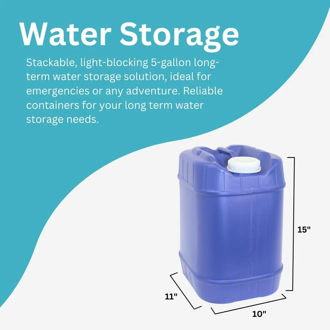 5-Gallon Stackable Water Storage Containers, 5 Gallons Each w/Lids   Spigot, Easy Fill, Survial Supply Emergency Water Storage for Camping and Disaster Preparedness, RV, 10 Gallon (2 Tanks)