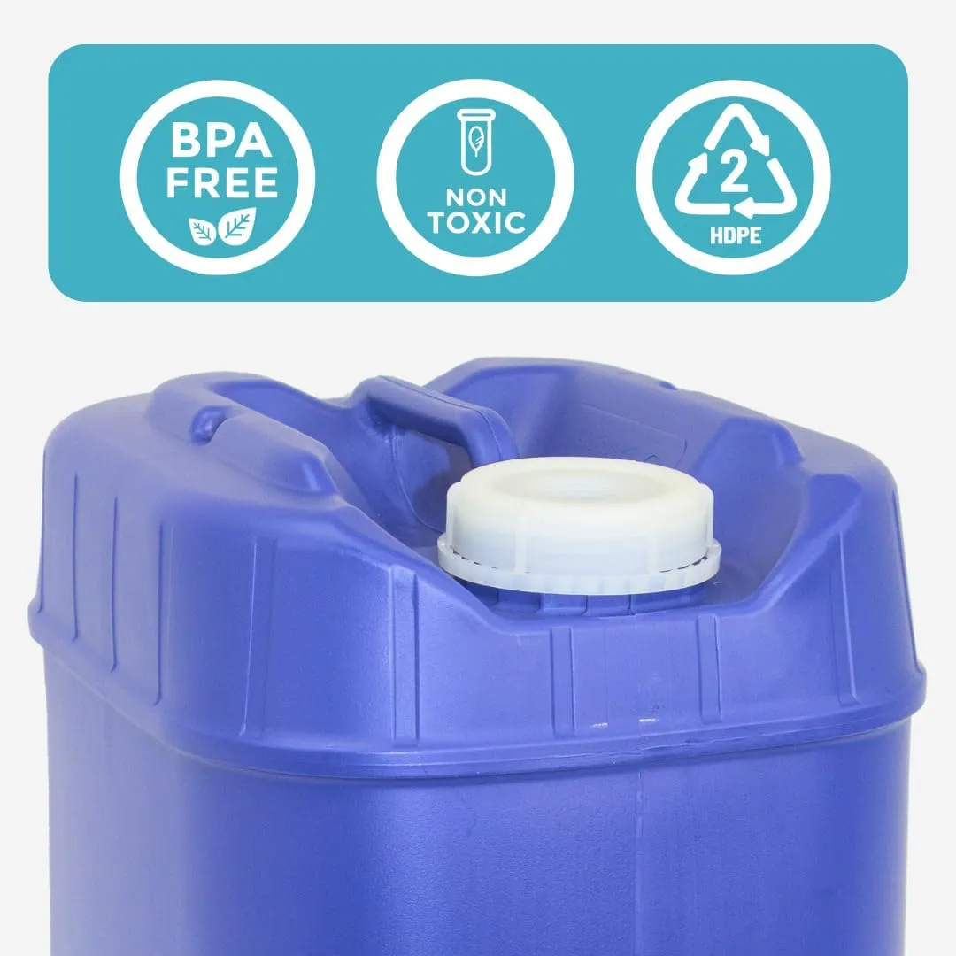 5-Gallon Stackable Water Storage Containers, 5 Gallons Each w/Lids   Spigot, Easy Fill, Survial Supply Emergency Water Storage for Camping and Disaster Preparedness, RV, 10 Gallon (2 Tanks)