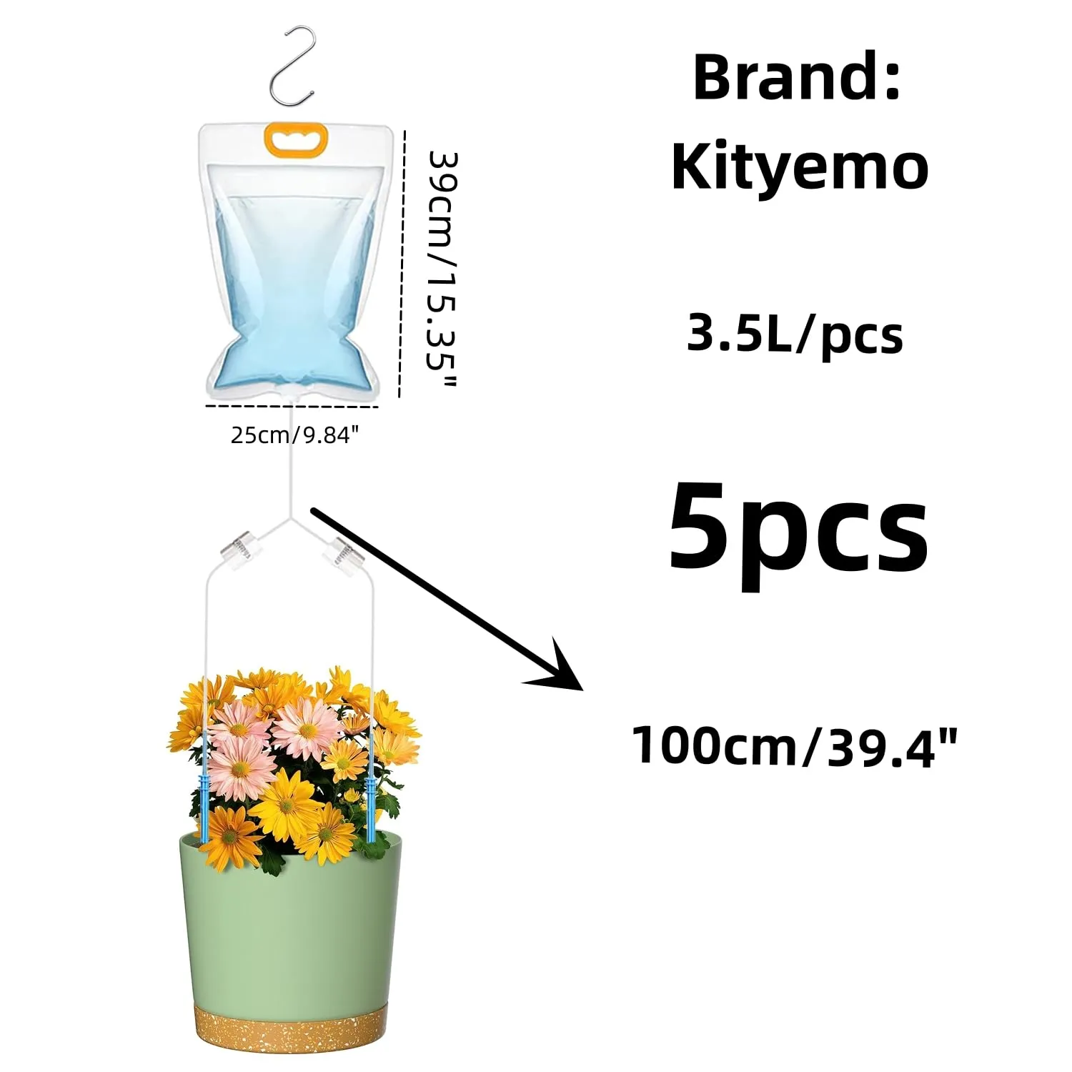5 x 3.5 L Drip Irrigation Bags with Adjustable Flow Automatic Plant Irrigation System Home Sprinkler Device for Indoor and Outdoor (ZWDSB-1-2-5)