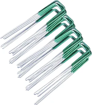 50pcs U-Shaped Metal Landscape Stakes for Ground Fixing Garden Anchors for Tents Tarps Fabric and Artificial Grass Heavy-Duty Camping Tent Pegs