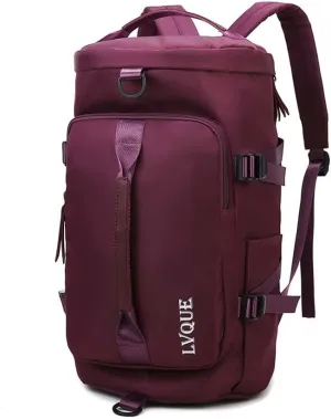 55L Unisex Wet & Dry Separation Gym Bag With Shoes Compartment,Pack Duffel Bag With Hidden Removable Straps., Glamour Purple