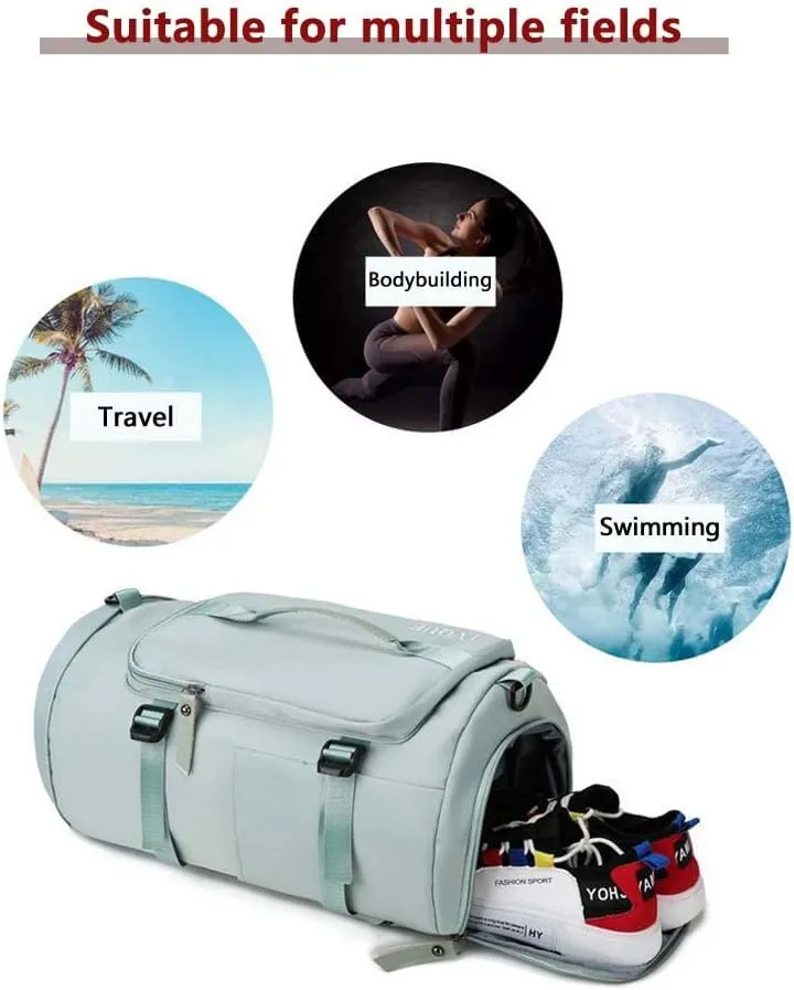 55L Unisex Wet & Dry Separation Gym Bag With Shoes Compartment,Pack Duffel Bag With Hidden Removable Straps., Glamour Purple