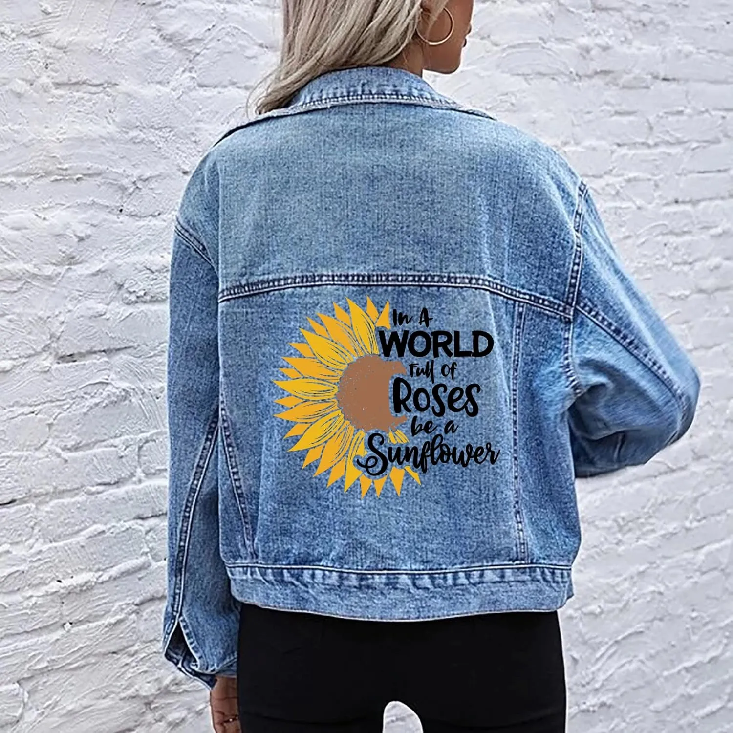 5Pcs Iron On Patches for Clothing Sunflower Heat Press Decals for T-Shirt Jackets Jeans Bags Hats DIY Washable Iron On Stickers