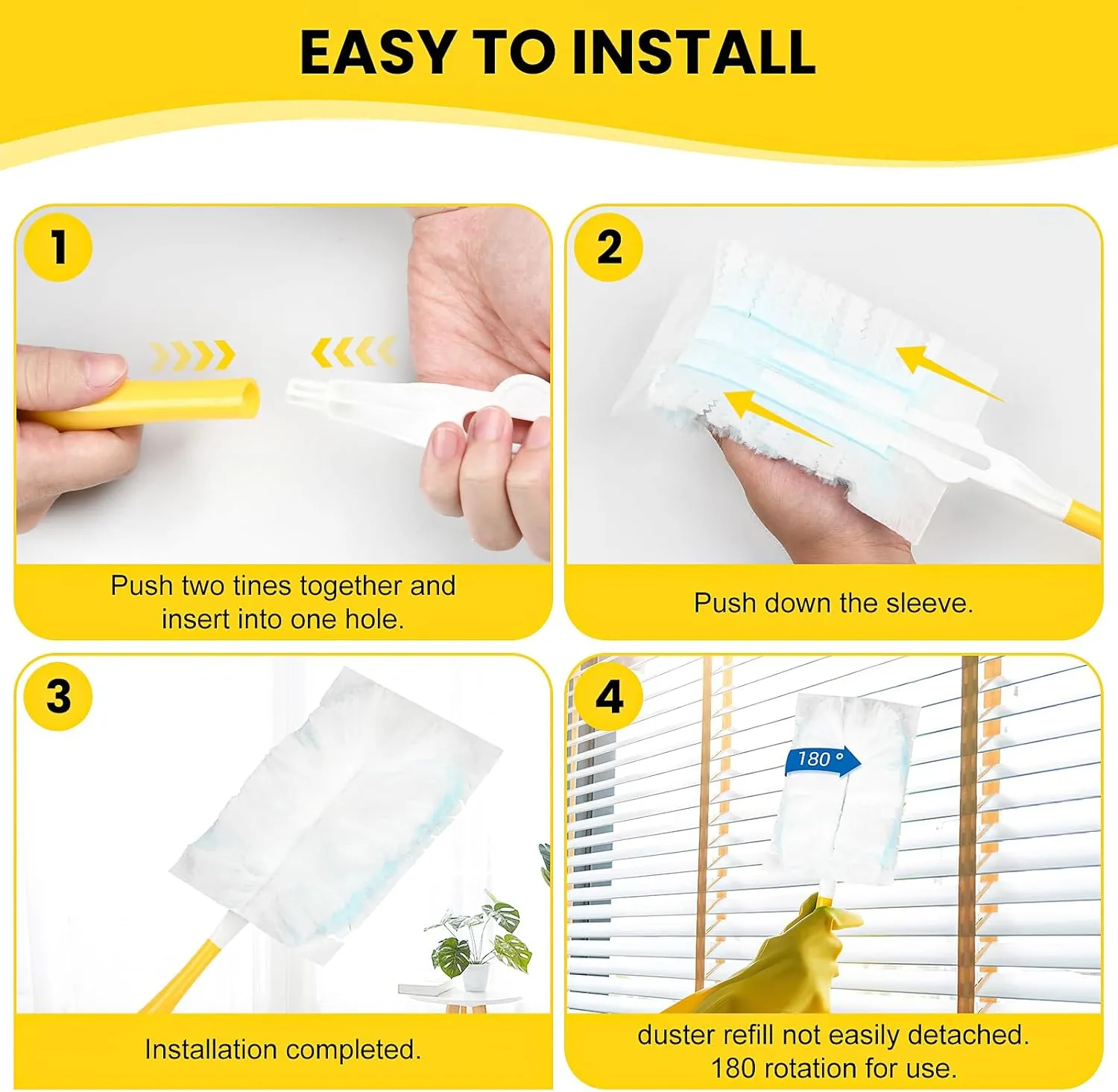 60 Count Dusters Refill for Cleaning, 180 Degree Heavy Duty Duster Replacement Head for Swiffer, Dusting Furniture, Blinds, Ceiling Fans, Helps Remove Allergens