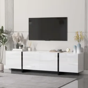 67" Wide High-Gloss Modern TV Stand for TVs up to 75" - Stylish Media Console for Living Room in White