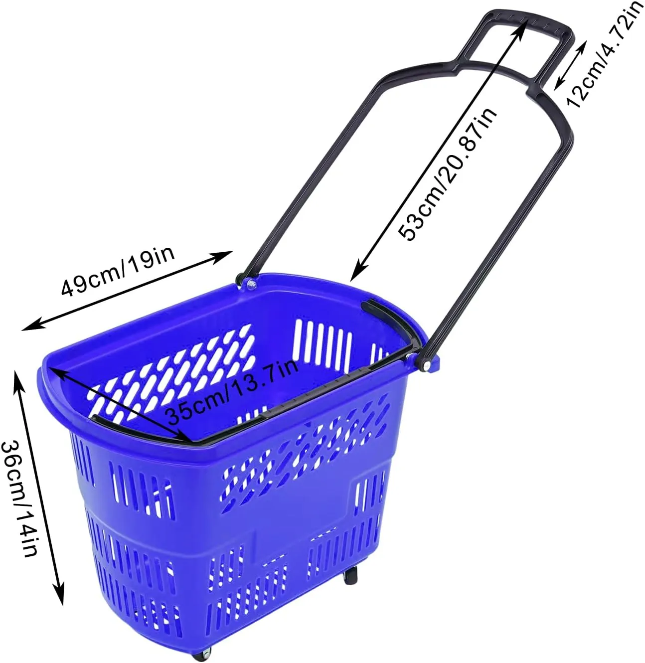 6PCS 35L Shopping Carts for Groceries, Rolling Shopping Basket w/Wheels & Handle, Plastic Shopping Cart Retail Shopping Baskets Carts Grocery Baskets Portable Shopping Basket for Retail Store