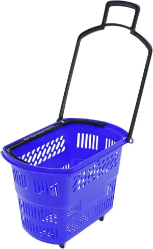 6PCS 35L Shopping Carts for Groceries, Rolling Shopping Basket w/Wheels & Handle, Plastic Shopping Cart Retail Shopping Baskets Carts Grocery Baskets Portable Shopping Basket for Retail Store