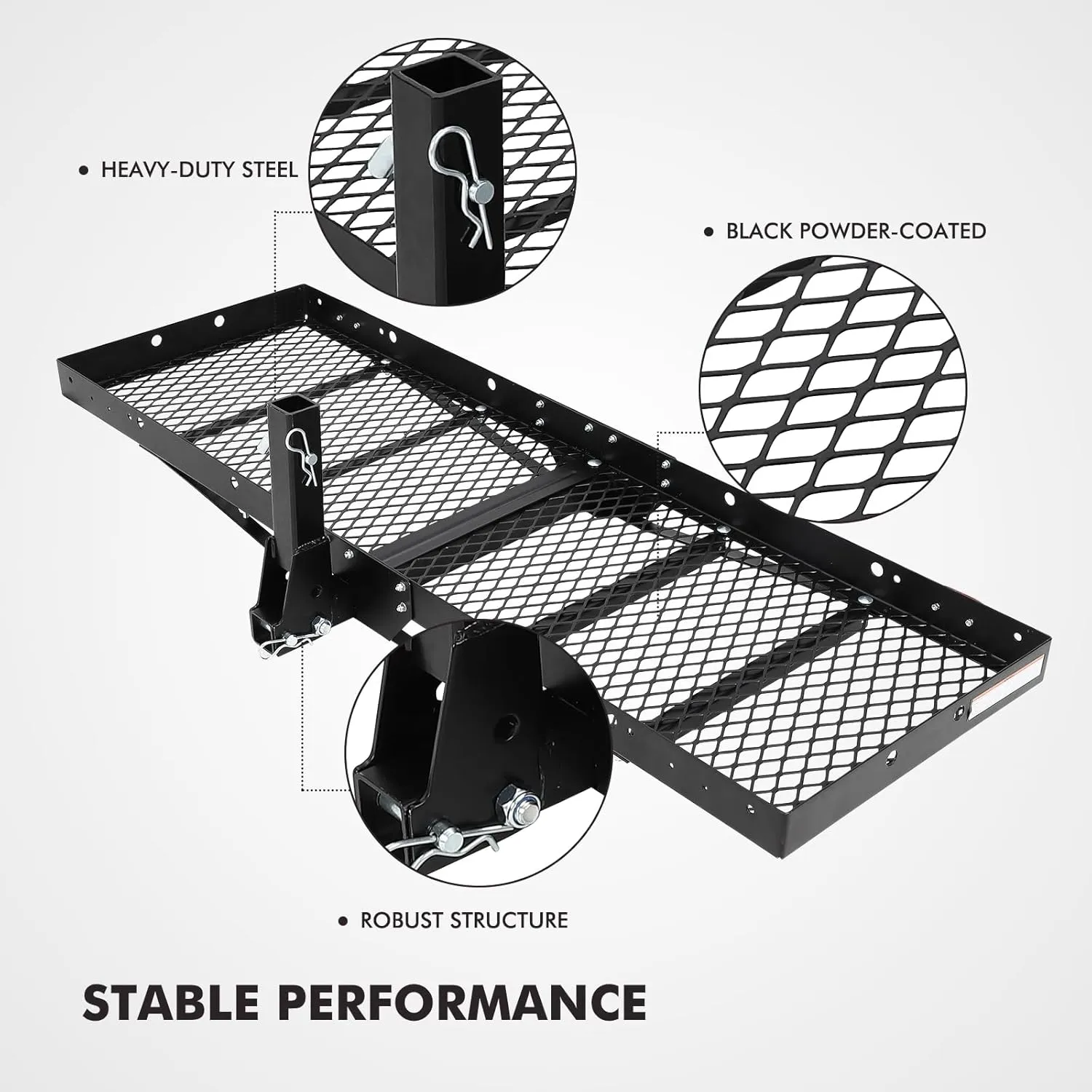 750 Lbs Capacity Hitch Mount Cargo Carrier Basket - Heavy-Duty Cargo Baskets, 60" x 19" x 6" Cargo Rack Rear Luggage Basket for Car and SUV
