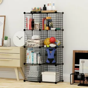 8 Cube Wire Grid Organiser , Cabinet Closet Storage Display Shelf DIY Bookcase