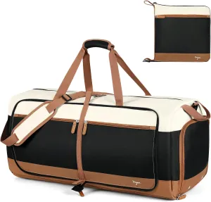 80L Large Duffle Bag for Travel - Foldable Women Travel Duffle Bags with Shoes Compartment and Shoulder Strap, Waterproof Weekender Overnight Hospital Bag