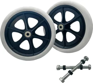 A pair of 8-Inch Solid Replacement Wheels Anti-Slip Front Wheels Rollator Walker Folding Hand Truck Replacement Wheels Accessories,Grey