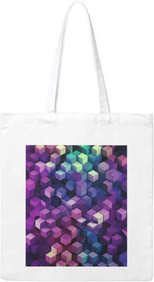 Abstract Color Cubes Purple Large Canvas Tote Bag Cute Travel Shoulder Bag Reusable Washable Shopping Grocery Bags For Women Men