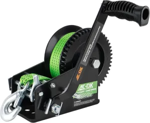 AC-DK 3200lbs Heavy Duty Boat Trailer Winch with 32FT Strap，2-Way Ratchet 4:1/8:1 Gear Trailer Winch，Portable Hand Crank Winch for Boat, Truck, Trailer, RV, ATV, Jet Ski