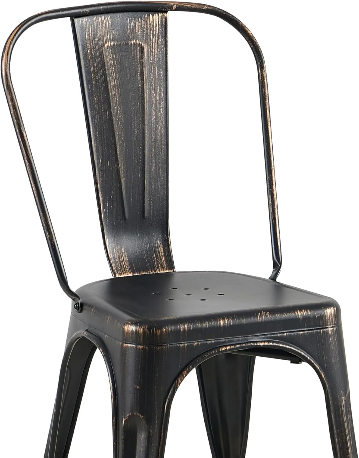 AC Pacific Stackable Metal Dining Chairs Set of 2 for Indoor and Outdoor Use, Durable Stacking Seat, Farmhouse Kitchen, Bar, Patio, Bistro, Cafe, Industrial Style, 2pcs, Sanded Matte Black