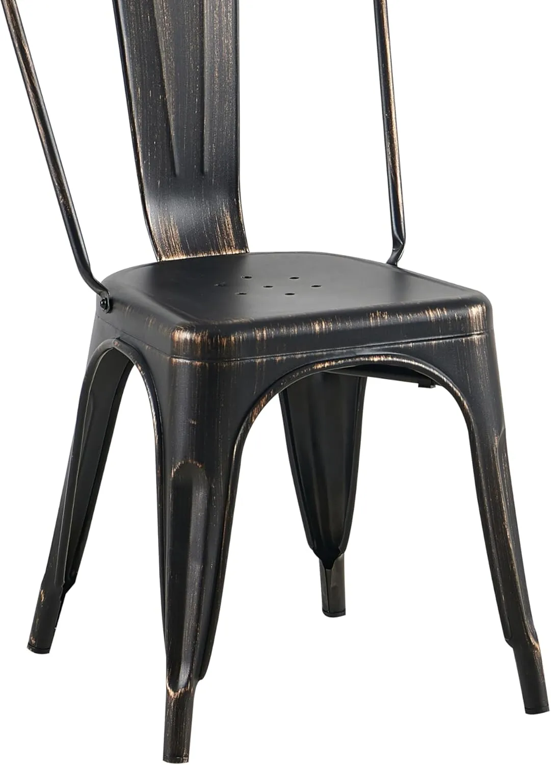 AC Pacific Stackable Metal Dining Chairs Set of 2 for Indoor and Outdoor Use, Durable Stacking Seat, Farmhouse Kitchen, Bar, Patio, Bistro, Cafe, Industrial Style, 2pcs, Sanded Matte Black