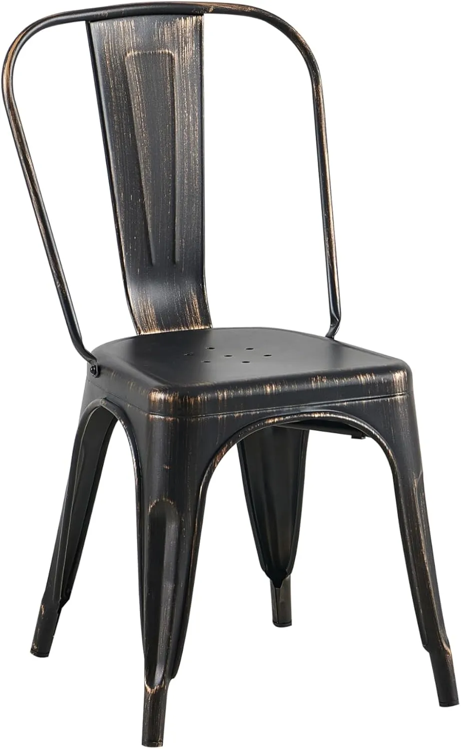 AC Pacific Stackable Metal Dining Chairs Set of 2 for Indoor and Outdoor Use, Durable Stacking Seat, Farmhouse Kitchen, Bar, Patio, Bistro, Cafe, Industrial Style, 2pcs, Sanded Matte Black