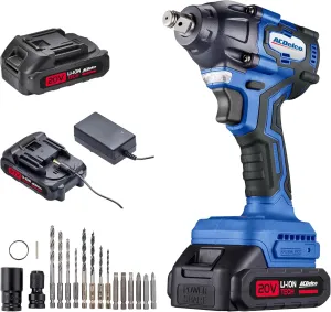 ACDelco ARI20132P 20V Brushless 1/2" Impact Wrench, Cordless Impact Wrench, 251 Ft-lbs (350Nm) Brushless 1/2 Inch Impact Wrench, 2600RPM High Torque Impact Gun,1x2.0Ah Battery Electric Impact