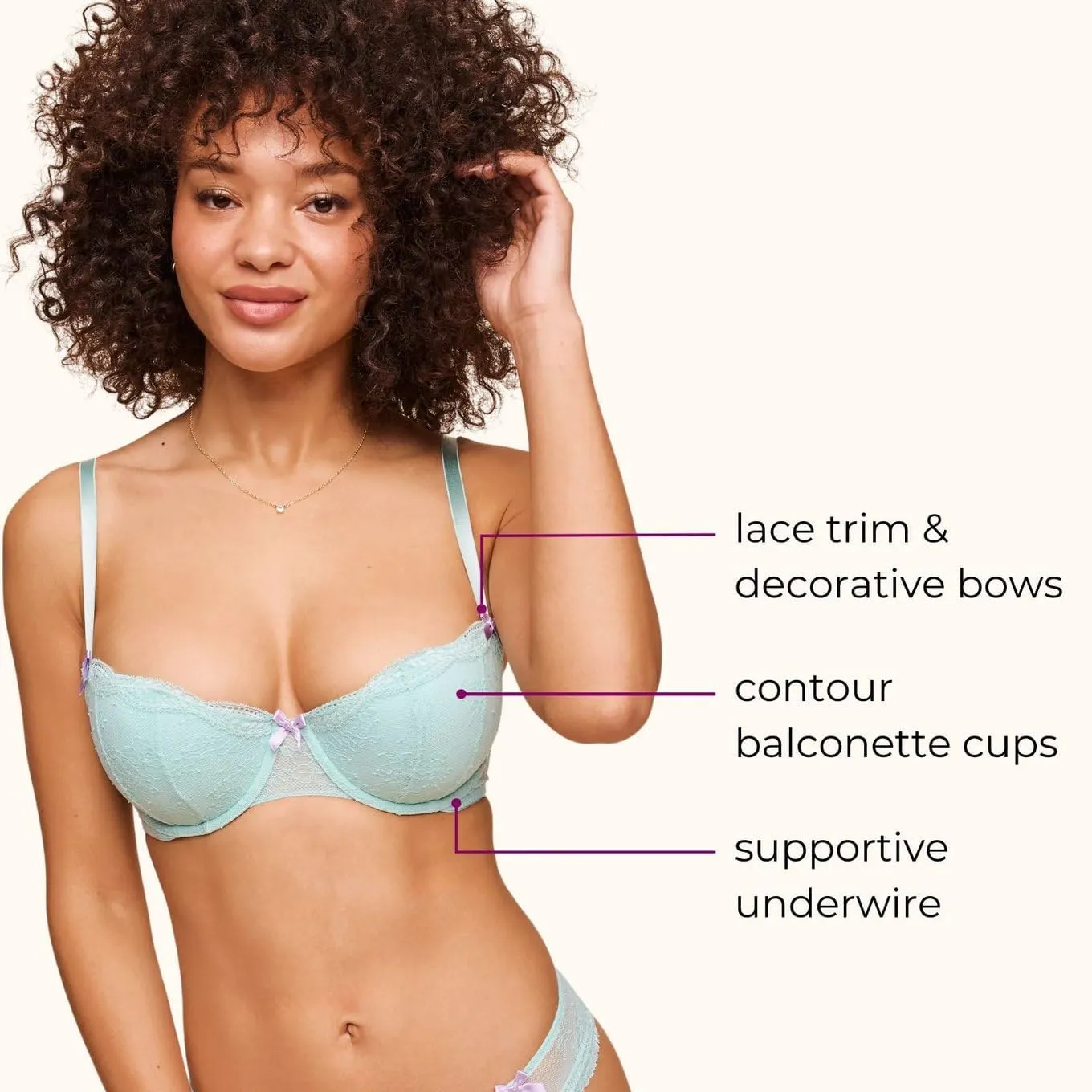 Adore Me Anabella Balconette Bra - 30A-46DDD Regular & Plus-Size Underwire Bra for Women with Lace & Adjustable Straps