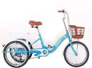Adult Tricycle - 3 Wheel Bikes for Adults Shopping Tricycle for Adult 1 Speed 20inch 3-Wheel Trike with Basket Three Wheeled Bike for Shopping Or Bag Recumbent Bicycle